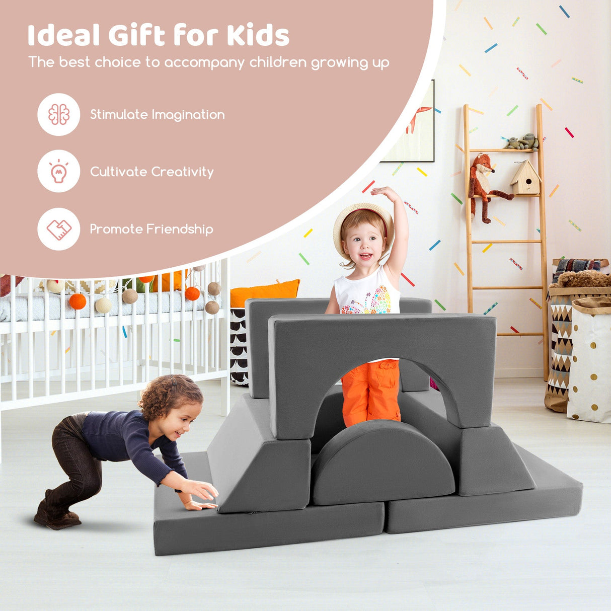 Sofá de juegos modular de 8 piezas para niños con funda desmontable para sala de juegos y dormitorio
