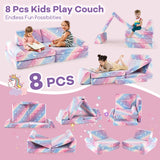 8 Pieces Modular Kids Play Couch Glow in the Dark Toddler Sectional Sofa