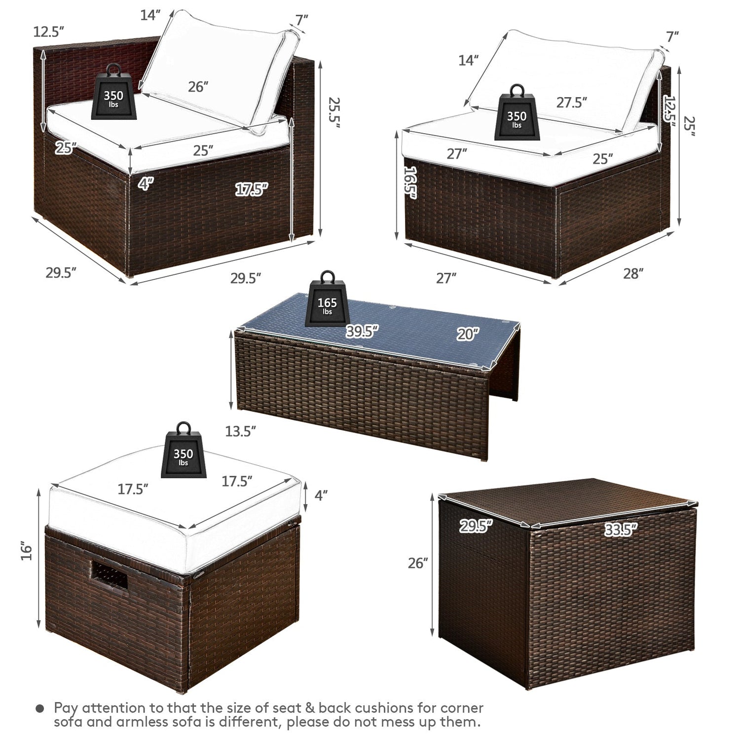 Juego de muebles de ratán de 8 piezas que ahorra espacio para patio con caja de almacenamiento y cubierta impermeable - Gris