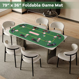 Tablero de póker plegable de 79 x 36 pulgadas para 8 jugadores con bolsa de transporte y portavasos