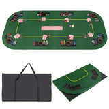 Tablero de póker plegable de 79 x 36 pulgadas para 8 jugadores con bolsa de transporte y portavasos
