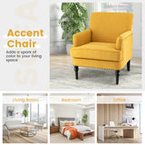 Sillón Moderno Tapizado Acolchado con Patas de Madera de Caucho