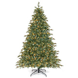 Árbol de Navidad de 1,8/2,1/2,4 metros con luces LED blancas cálidas y piñas