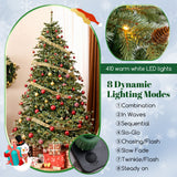 Árbol de Navidad de 1,8/2,1/2,4 metros con luces LED blancas cálidas y piñas
