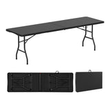 Mesa Plegable Portátil de 8 pies, 350 Libras, Plegable por la Mitad con Tablero de HDPE