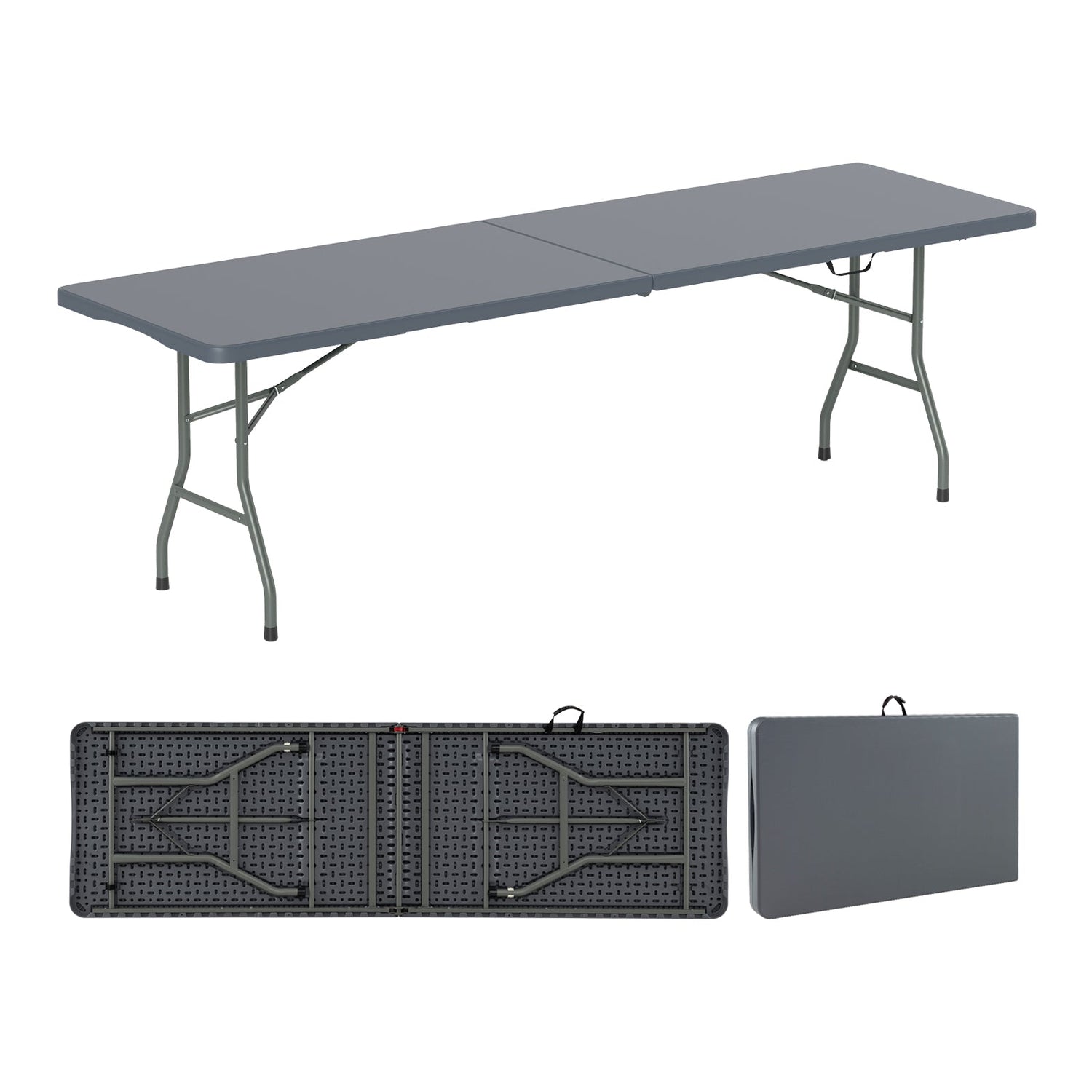 Mesa Plegable Portátil de 8 pies, 350 Libras, Plegable por la Mitad con Tablero de HDPE