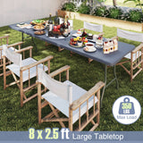 Mesa Plegable Portátil de 8 pies, 350 Libras, Plegable por la Mitad con Tablero de HDPE