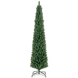 Árbol de Navidad Tipo Lápiz de 1,5/1,8/2,1/2,4 metros con 295/392/523/671 Puntas de Rama de Alambre con Memoria y Soporte Metálico Mejorado