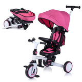 Triciclo infantil plegable 8 en 1 con capota extraíble y barra de empuje