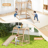 Juego de gimnasio de madera Montessori 8 en 1 para niños de 3 a 5 años con tobogán y barra de mono