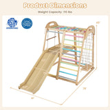 Juego de gimnasio de madera Montessori 8 en 1 para niños de 3 a 5 años con tobogán y barra de mono