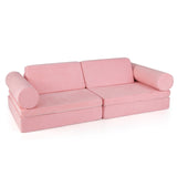 Juego de construcción de fuerte de espuma para niños de 8 piezas con funda de gamuza - Rosa