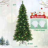 6/7/8 Feet Pre-Lit Artificial Christmas Tree with 300/400/500 LED Lights