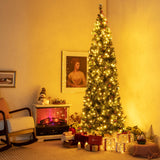 Árbol de Navidad Preiluminado Artificial Estrecho y Articulado de 5/6/7/8/9 Pies