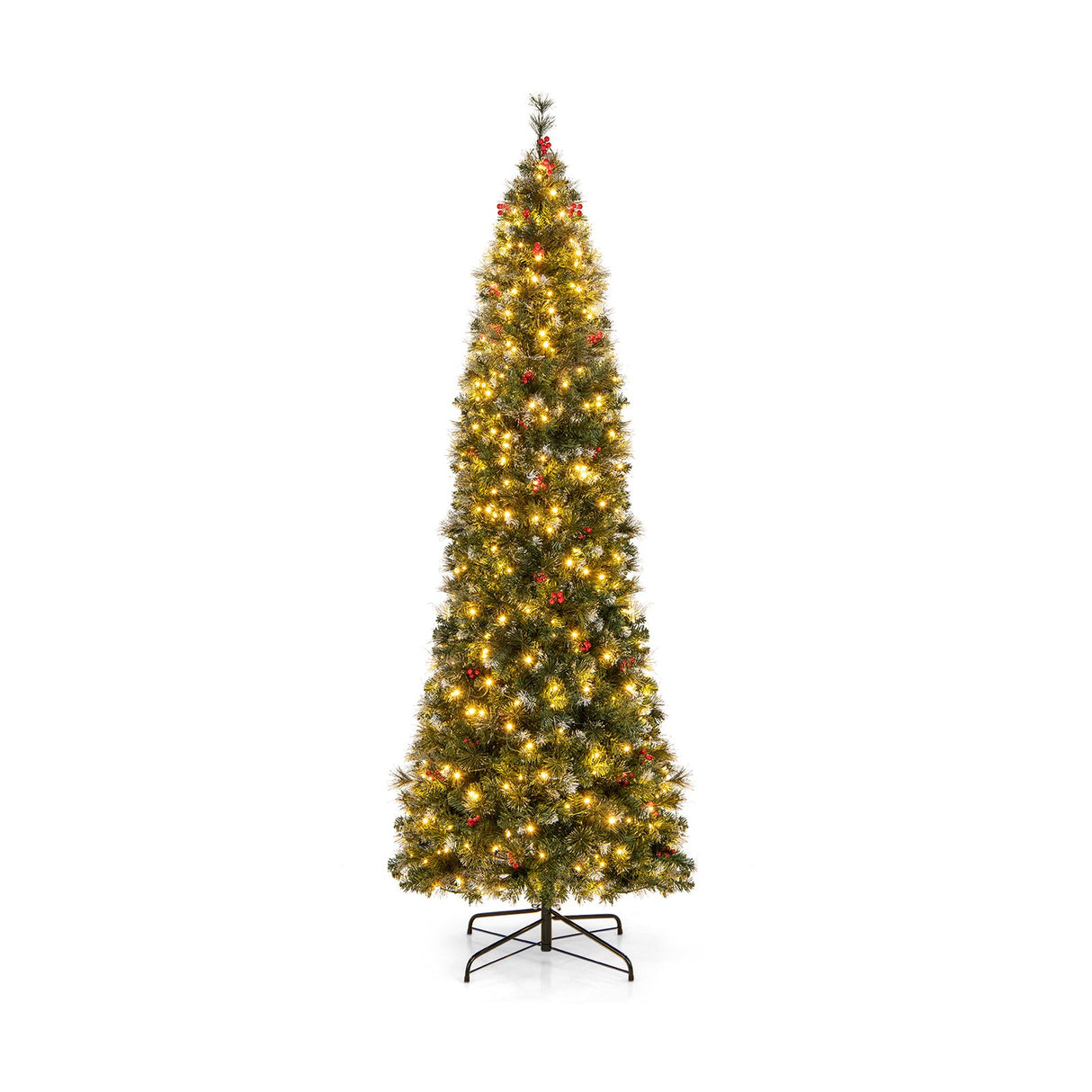 Árbol de Navidad Preiluminado Artificial Estrecho y Articulado de 5/6/7/8/9 Pies