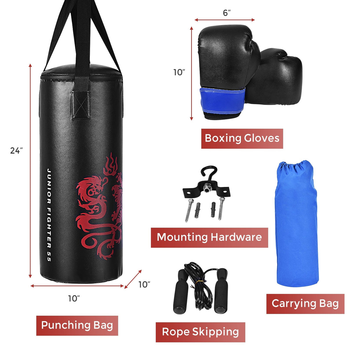 Set de Boxeo con Cuerda para Saltar y Guantes para Niños de 2 Pies