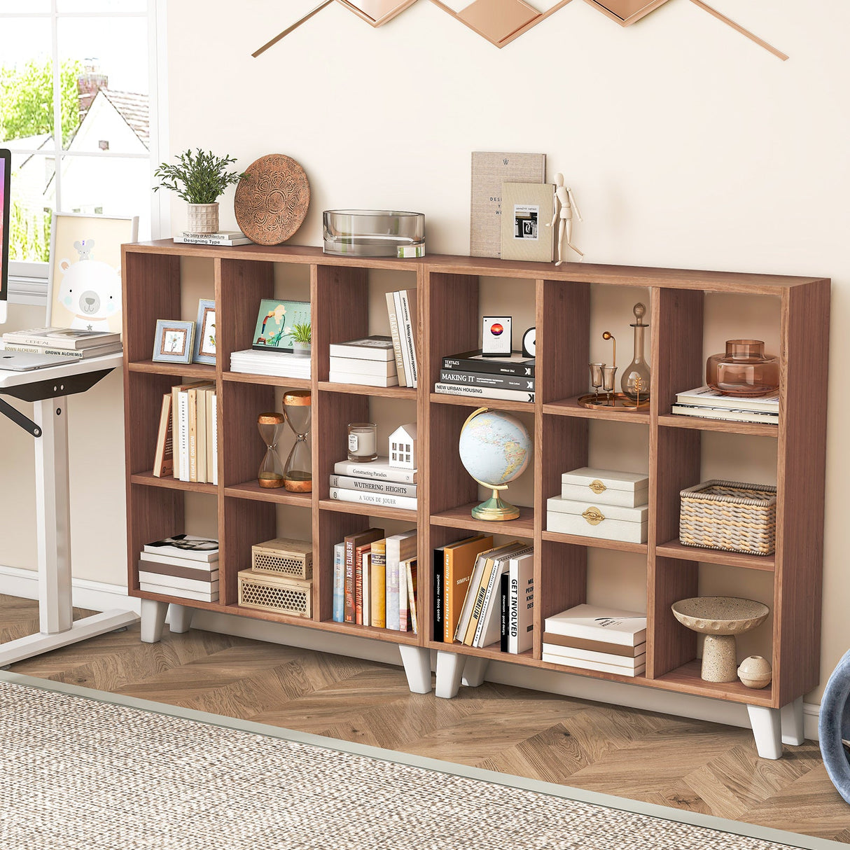 Estantería de 9 cubos con 6 baldas extraíbles y patas de soporte elevadas