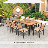 Juego de comedor de patio de 9 piezas con 8 sillones de madera
