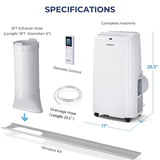 Acondicionador de Aire Portátil 3 en 1 de 12000 BTU con Control Remoto - Blanco