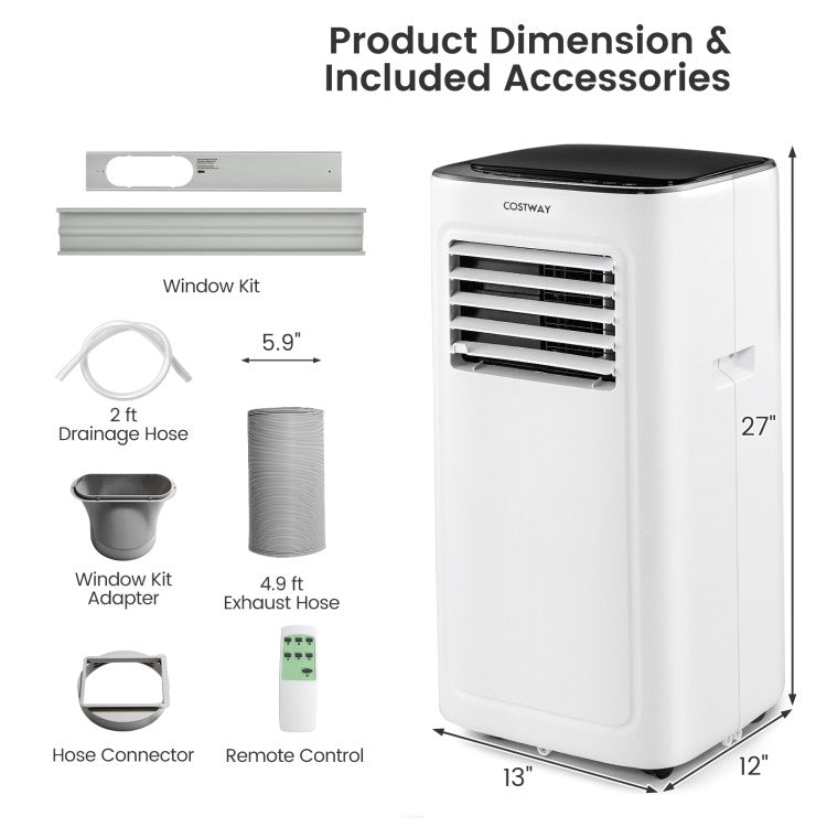 Aire acondicionado portátil de 9000 BTU con temporizador