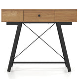 Tocador con espejo elevable, mesa de maquillaje, estilo rústico-marrón