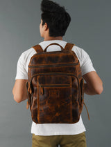 Mochila de viaje de cuero Buffalo Alpha Caramel
