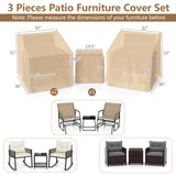 Fundas Impermeables para Muebles de Patio, Fundas para Conjunto de Conversación Exterior de 3 Piezas para Bistró - Beige