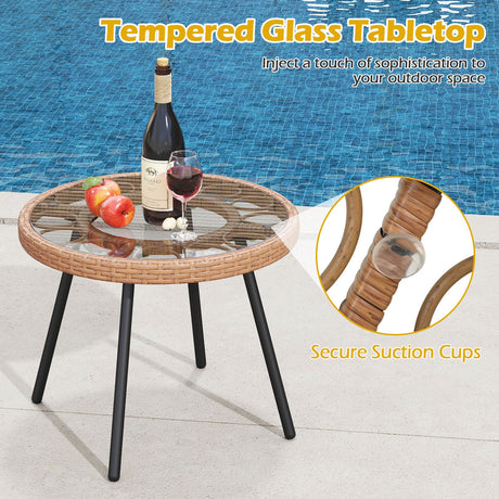 Juego de bistro de 3 piezas para patio con estructura de metal de alta resistencia - Beige