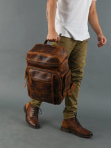 Mochila de viaje de cuero Buffalo Alpha Caramel