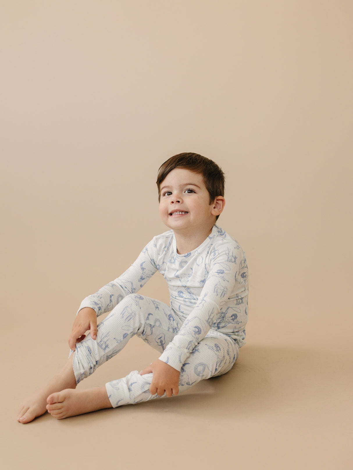 Pijama acanalado de bambú Cowboy Blues de 2 piezas