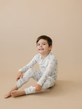 Pijama acanalado de bambú Cowboy Blues de 2 piezas