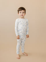 Pijama acanalado de bambú Cowboy Blues de 2 piezas