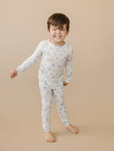 Pijama acanalado de bambú Cowboy Blues de 2 piezas