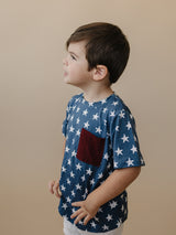 Camiseta de bolsillo de bambú del 4 de Julio de Navy Stars