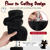 Árbol para gatos gótico de suelo a techo de 97 a 118 pulgadas, ajustable de 5 niveles con condominio - Negro
