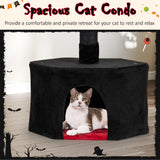 Árbol para gatos gótico de suelo a techo de 97 a 118 pulgadas, ajustable de 5 niveles con condominio - Negro