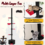 Árbol para gatos gótico de suelo a techo de 97 a 118 pulgadas, ajustable de 5 niveles con condominio - Negro