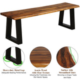 Banco de patio de madera de acacia maciza, banco de comedor, silla de asiento
