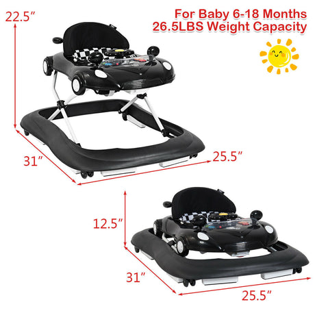 Andador plegable 2 en 1 para bebé con reproductor de música y luces