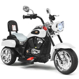 6V Powered Toddler 3-Wheel Motorbike Ride On Toy with Horn and Headlight-Black and White