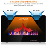 30-Inch Recessed Ultra Thin Electric Fireplace Heater with Glass Appearance
