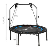 Trampolín de fitness plegable de 40 pulgadas con bandas de resistencia para el hogar ajustable