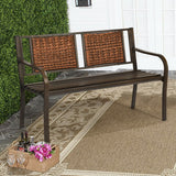 Patio Garden Bench with Powder Coated Steel Frame