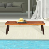 Banco de comedor de madera de acacia para patio con patas de acero