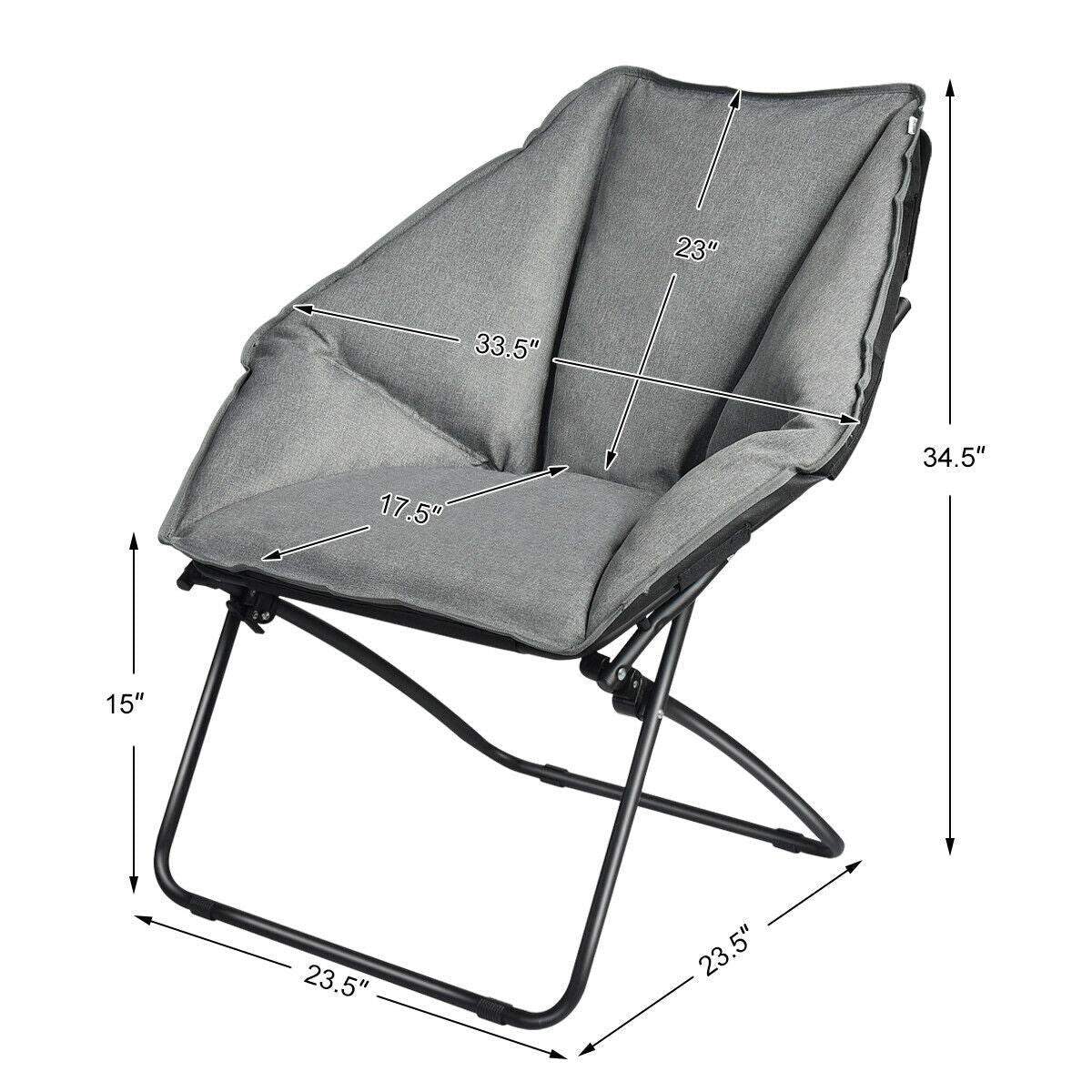 Silla de camping de ocio plegable de gran tamaño con estructura de hierro resistente