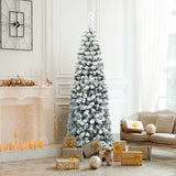 Árbol de Navidad artificial tipo lápiz con bisagras sin luces y efecto nevado, de 1.83 m (6 pies) con 500 puntas de rama