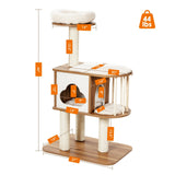 Árbol de actividades para gatos de madera de 46 pulgadas con plataforma y cojines
