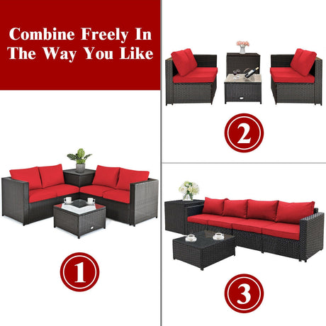 4 Pieces Outdoor Patio Rattan Furniture Set with
