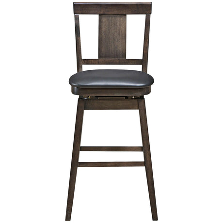 Taburete de bar tapizado giratorio de 24 pulgadas con patas de madera de caucho