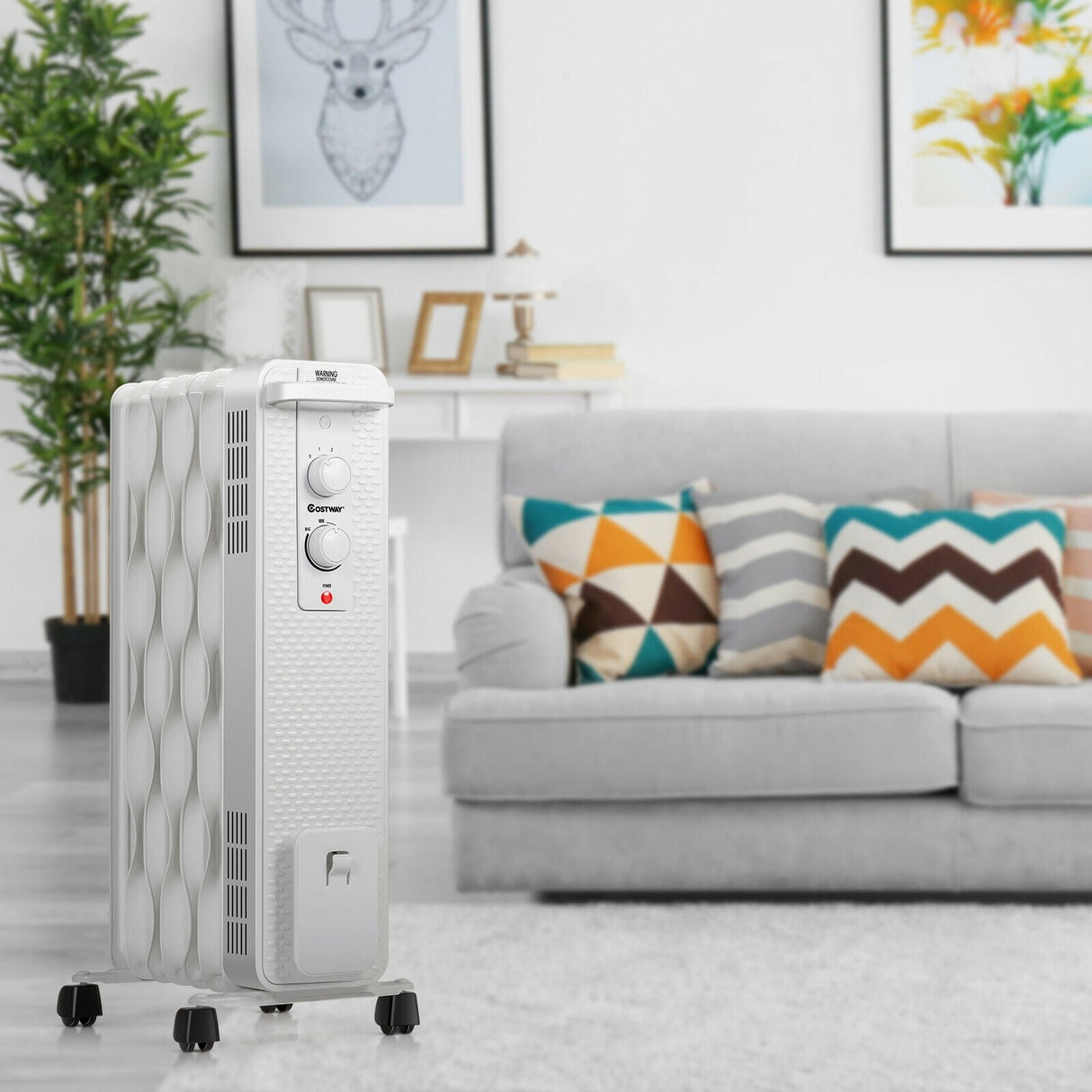 Calefactor de aceite de 1500 W, radiador portátil con termostato ajustable